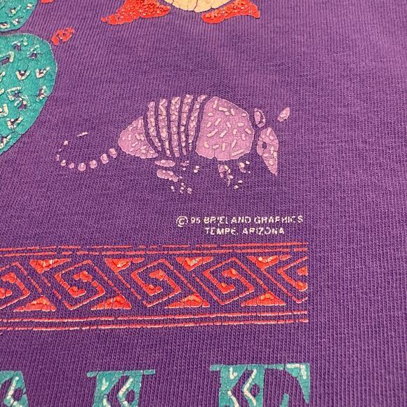 Vintage 90s Single Stitch Scottsdale Arizona Purple T-Shirt Rodeo Cowboy Size XL - Picture 4 of 7